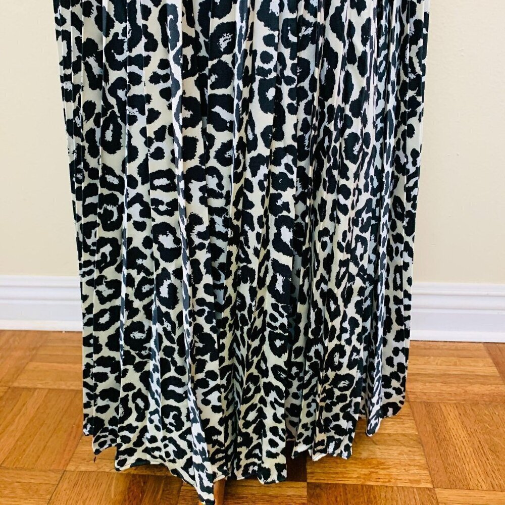 Laundry by Shelli Segal Leopard Print Halter Maxi Dress Black White Pleated Sz 2 - Picture 6 of 9
